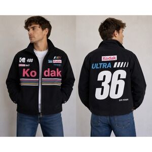 KODAK RACING Jacket LARGE 2018 Retro Forever21 Film Camera Ektachrome Ultra